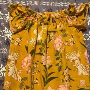 Flowery Yellow Dress with Some Pink flower Print